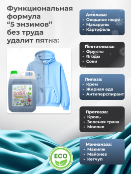 Эко-гель для стирки BrilliX «2в1» с пятновыводителем «AROMA» морозная симфония